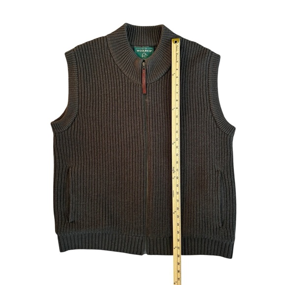 Men’s Large Woolrich Ducks Unlimited Olive Green Ribbed Full Zip Vest 100% Wool - Picture 8 of 14